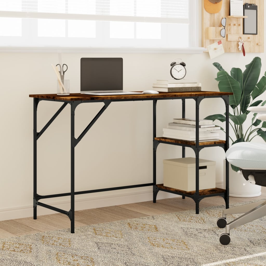 Bureau 120X50X75 Cm Metaal En Bewerkt Hout Gerookt Eikenkleurig
