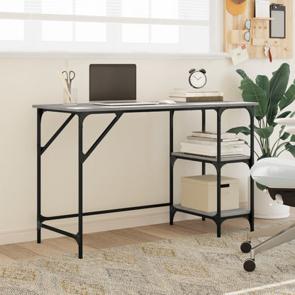 Bureau 120X50X75 Cm Metaal En Bewerkt Hout Grijs Sonoma Eiken