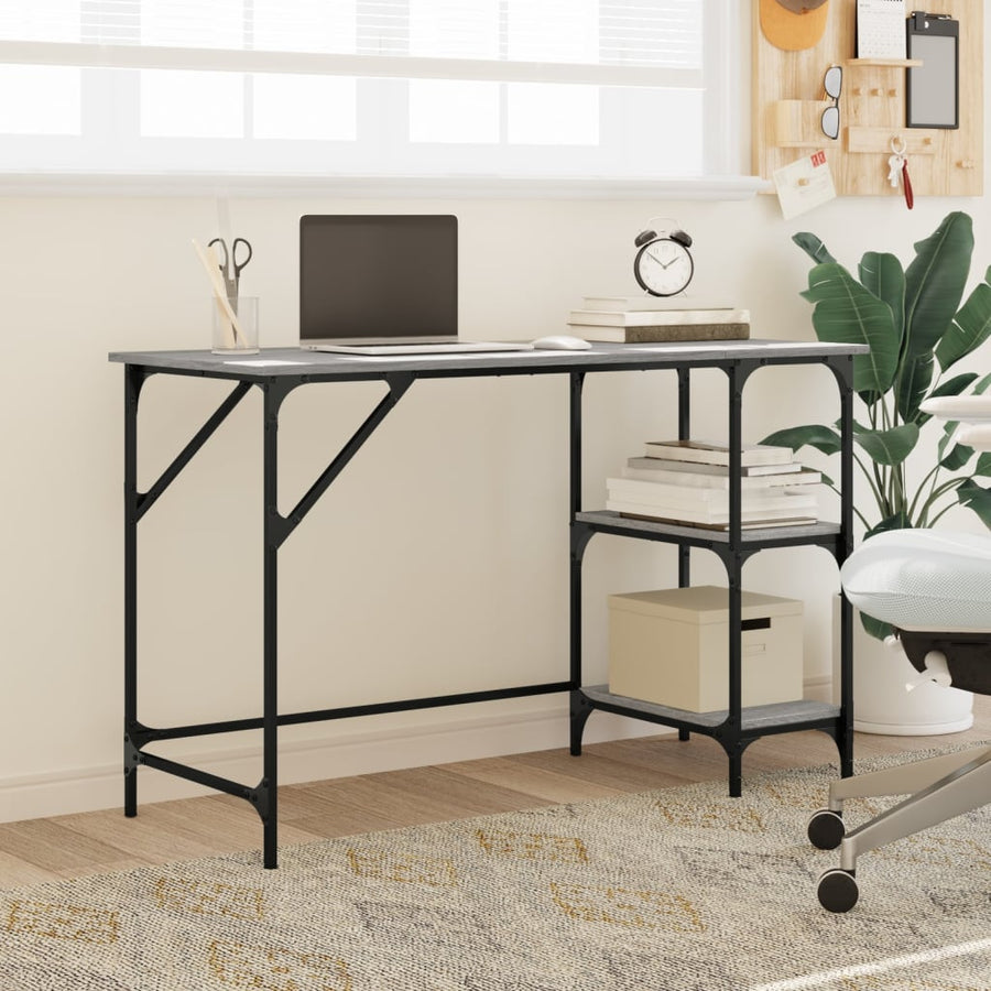Bureau 120X50X75 Cm Metaal En Bewerkt Hout Grijs Sonoma Eiken