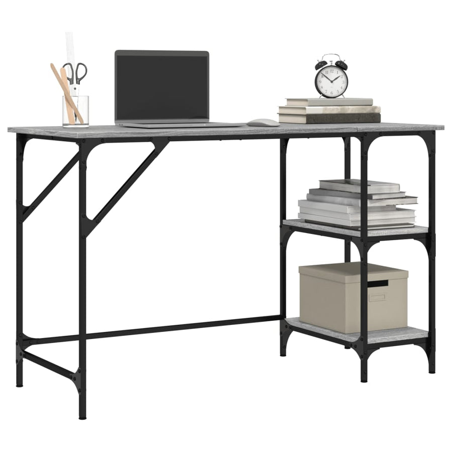 Bureau 120X50X75 Cm Metaal En Bewerkt Hout Grijs Sonoma Eiken