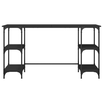 Bureau 140x50x75 cm metaal en bewerkt hout zwart