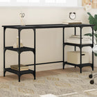 Desk 140x50x75 cm metal and engineered wood black