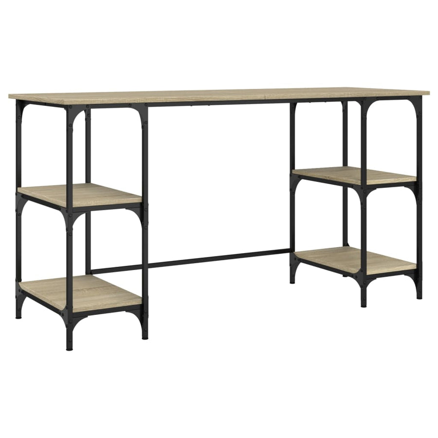 Bureau 140X50X75 Cm Metaal En Bewerkt Hout Sonoma Eikenkleurig