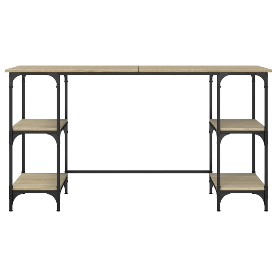 Bureau 140X50X75 Cm Metaal En Bewerkt Hout Sonoma Eikenkleurig