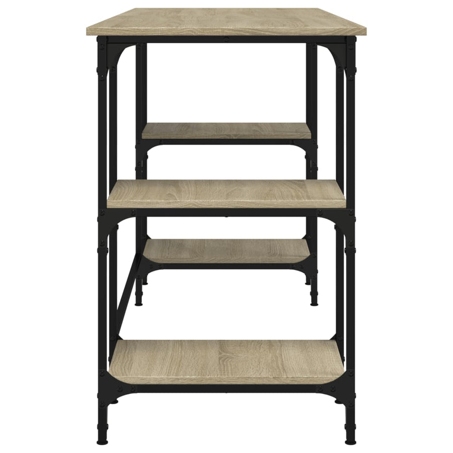 Bureau 140X50X75 Cm Metaal En Bewerkt Hout Sonoma Eikenkleurig