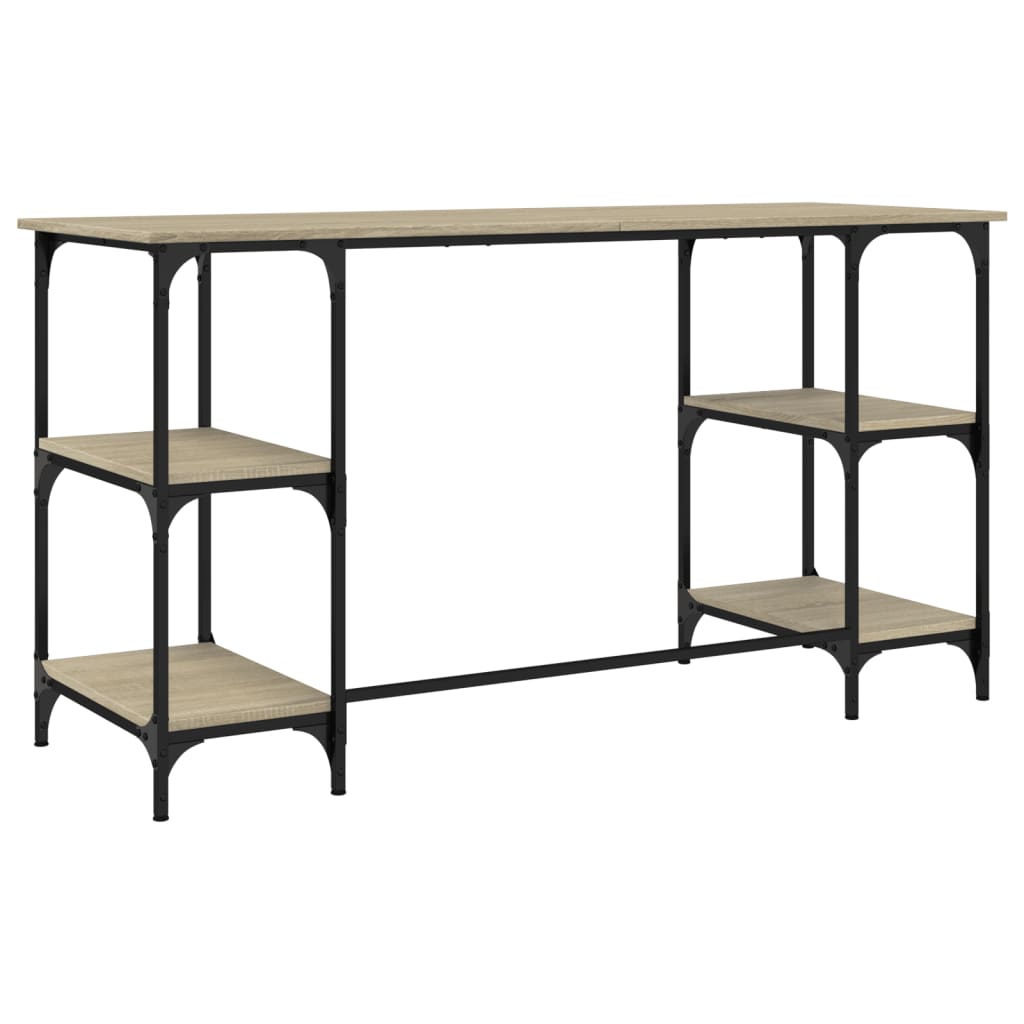 Bureau 140X50X75 Cm Metaal En Bewerkt Hout Sonoma Eikenkleurig