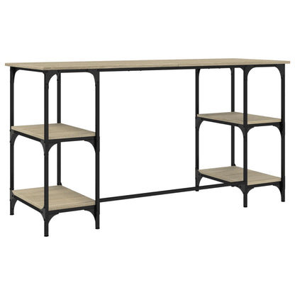 Bureau 140X50X75 Cm Metaal En Bewerkt Hout Sonoma Eikenkleurig