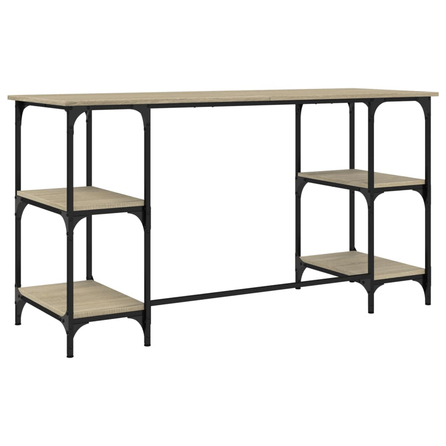 Bureau 140X50X75 Cm Metaal En Bewerkt Hout Sonoma Eikenkleurig