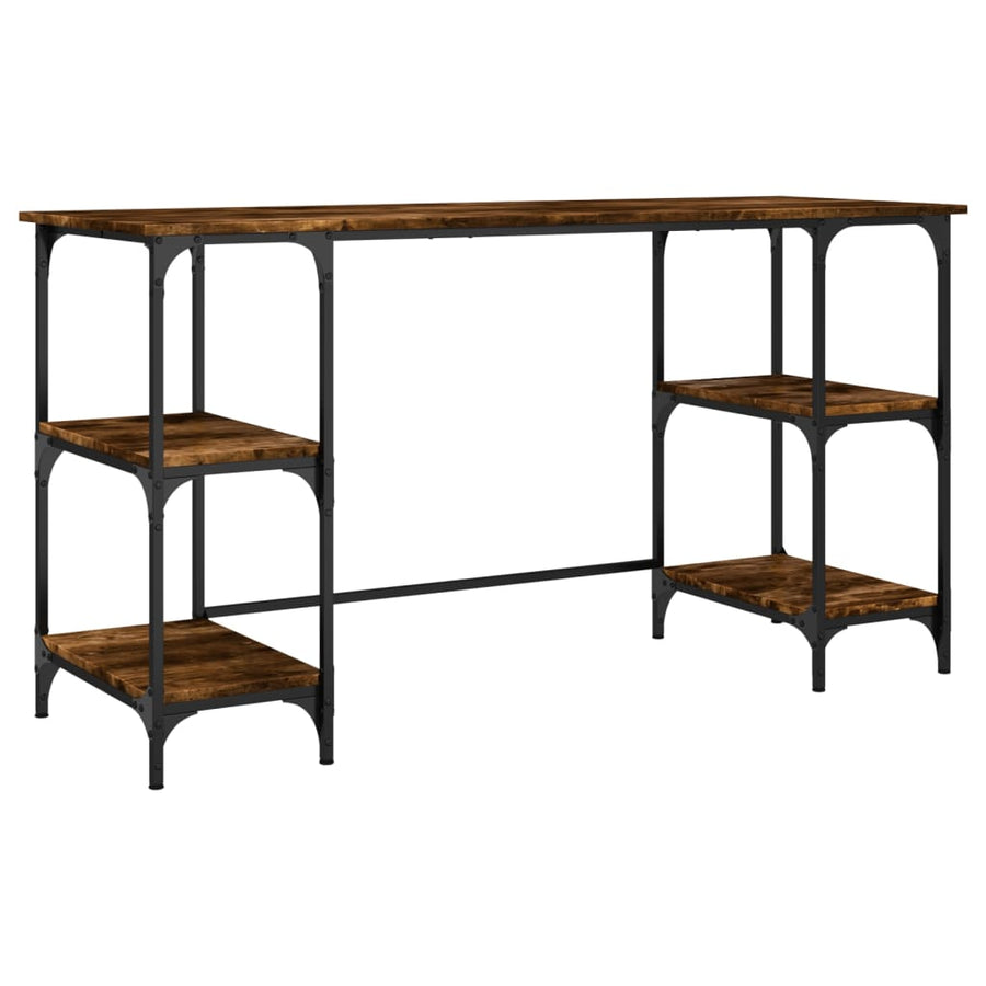 Bureau 140X50X75 Cm Metaal En Bewerkt Hout Gerookt Eikenkleurig