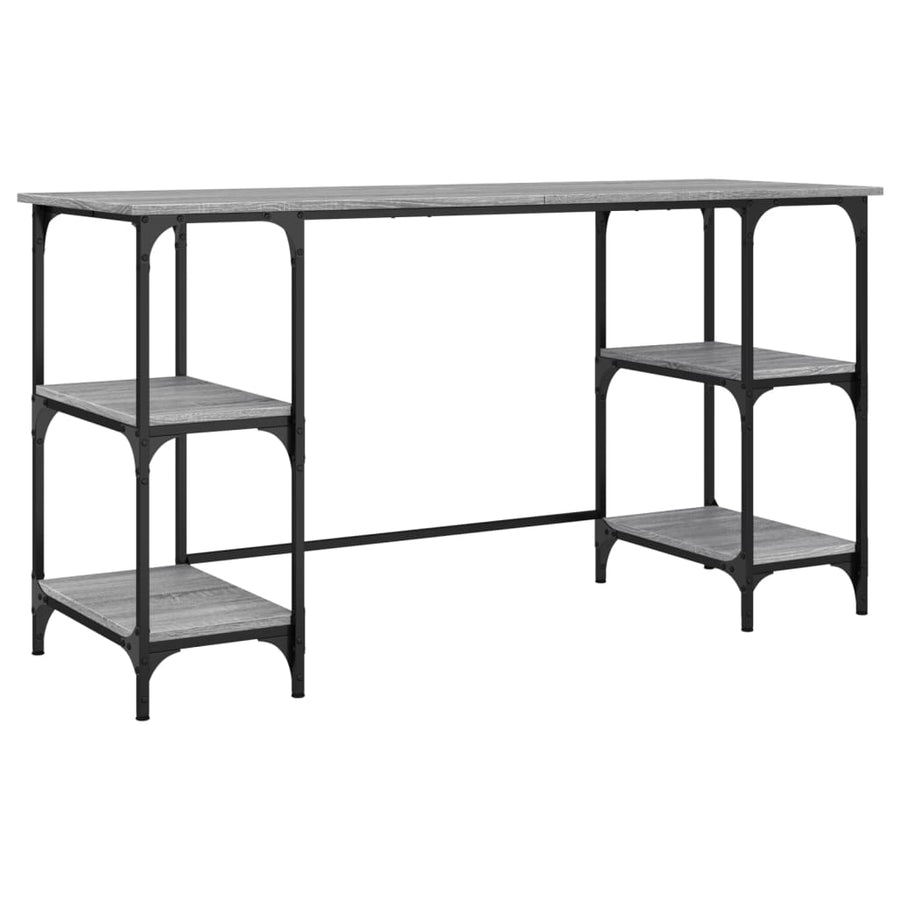 Bureau 140X50X75 Cm Metaal En Bewerkt Hout Grijs Sonoma Eiken