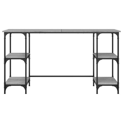 Bureau 140X50X75 Cm Metaal En Bewerkt Hout Grijs Sonoma Eiken