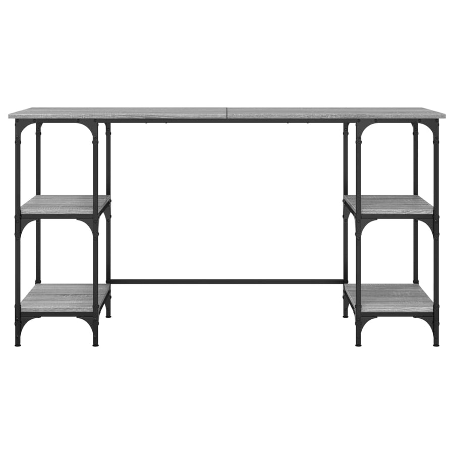 Bureau 140X50X75 Cm Metaal En Bewerkt Hout Grijs Sonoma Eiken