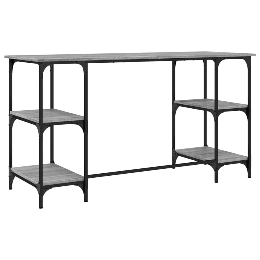 Bureau 140X50X75 Cm Metaal En Bewerkt Hout Grijs Sonoma Eiken