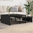 2-piece Coffee Table Set distressed wood and metal black
