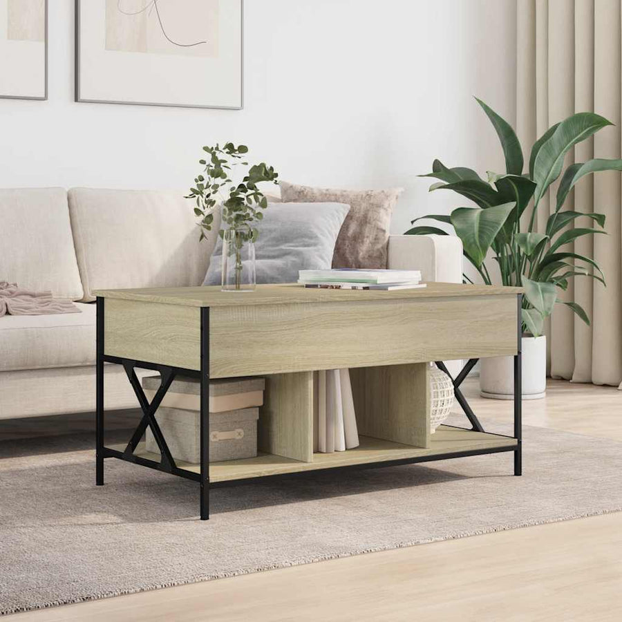 Salontafel 100X55X50 Cm Bewerkt Hout En Metaal Sonoma eiken