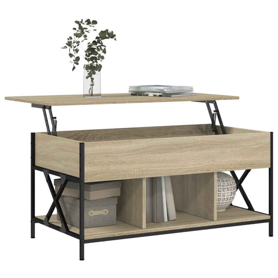 Salontafel 100X55X50 Cm Bewerkt Hout En Metaal Sonoma eiken