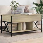 Coffee table 100x55x50 cm engineered wood and metal sonoma oak
