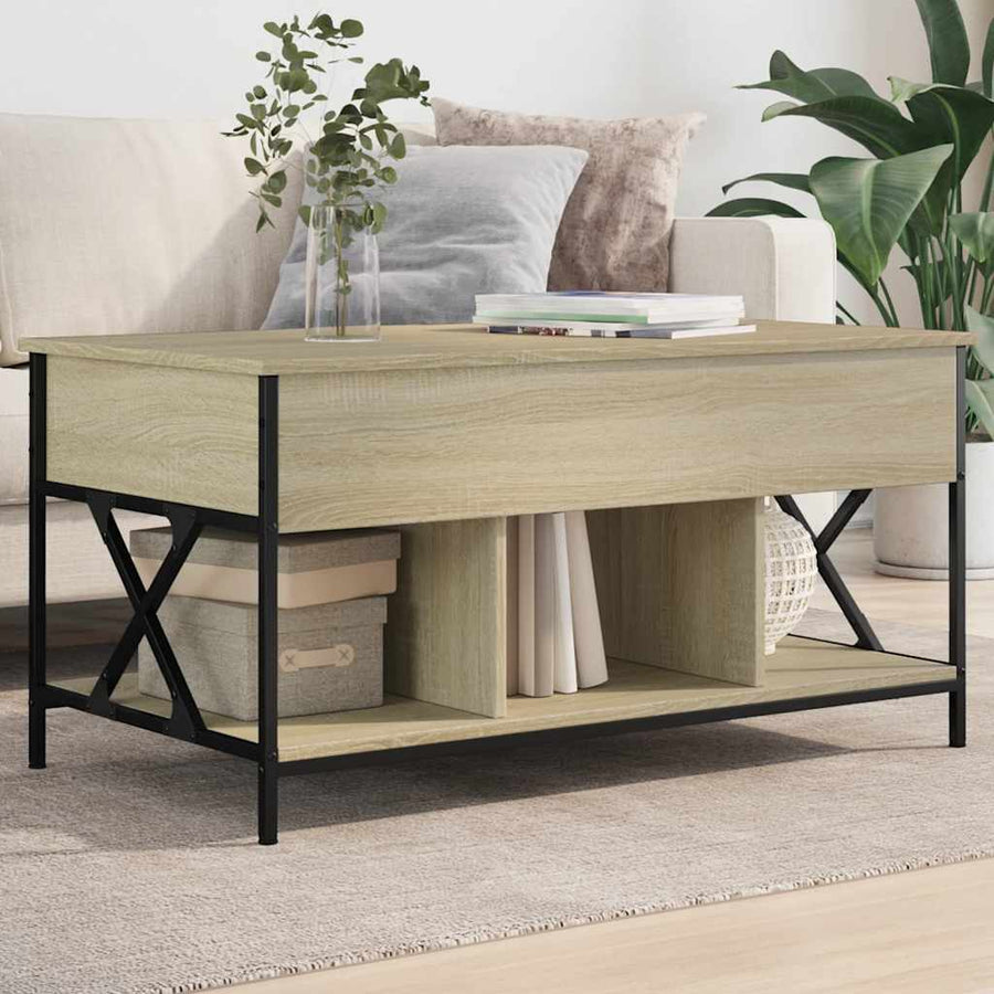Salontafel 100X55X50 Cm Bewerkt Hout En Metaal Sonoma eiken