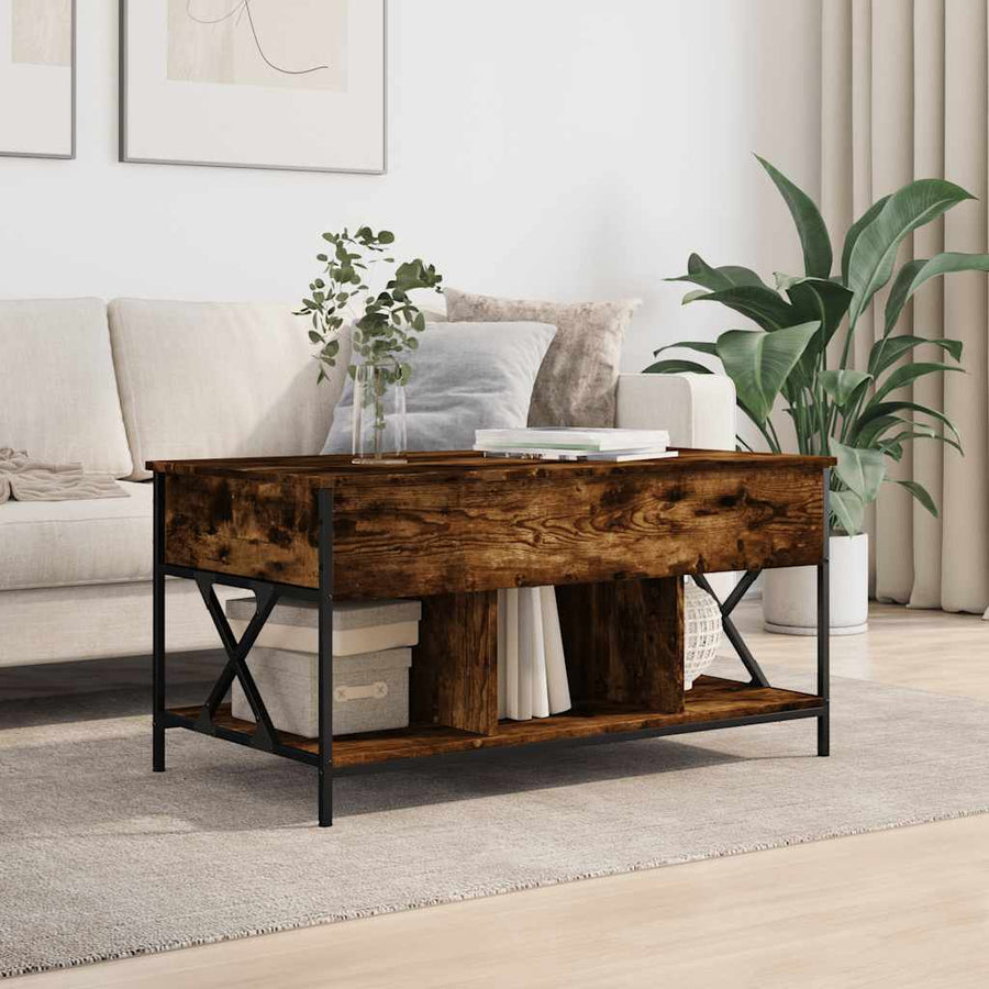 Salontafel 100X55X50 Cm Bewerkt Hout En Metaal Gerookt eiken