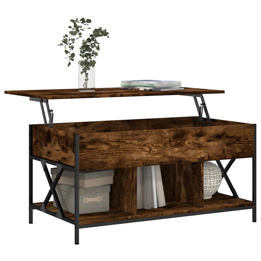 Salontafel 100X55X50 Cm Bewerkt Hout En Metaal Gerookt eiken