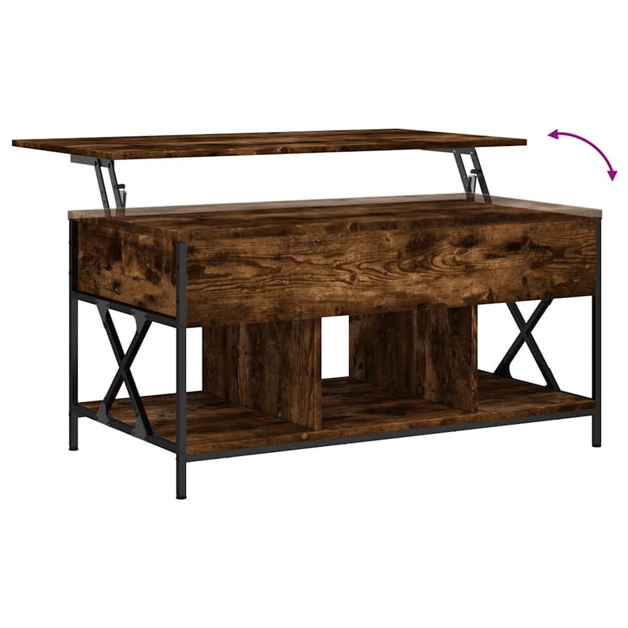 Salontafel 100X55X50 Cm Bewerkt Hout En Metaal Gerookt eiken