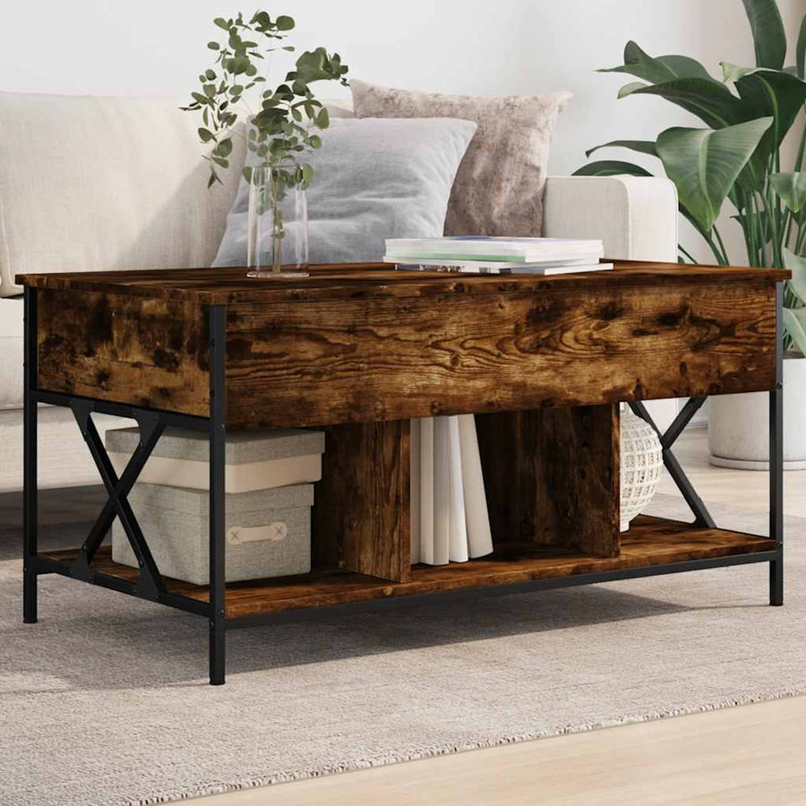 Salontafel 100X55X50 Cm Bewerkt Hout En Metaal Gerookt eiken