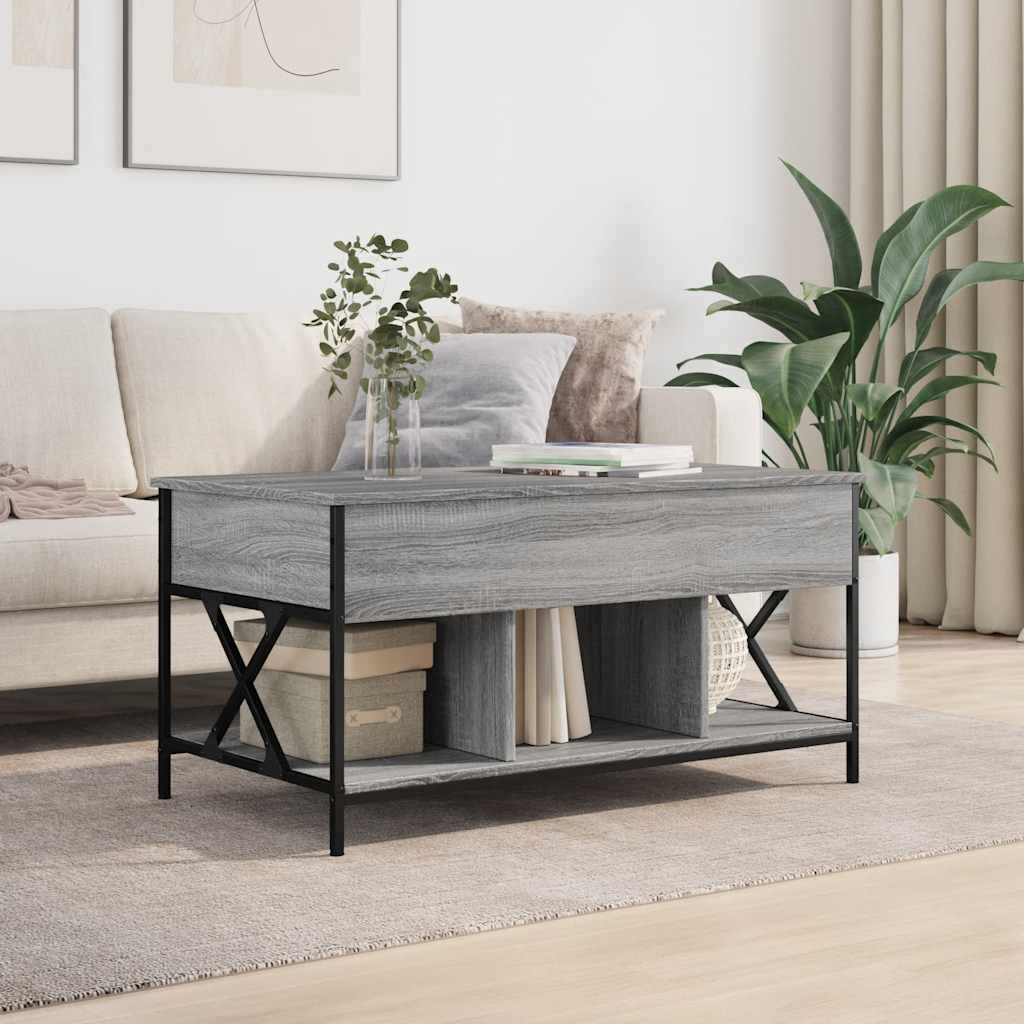 Salontafel 100x55x50 cm bewerkt hout en metaal grijs sonoma