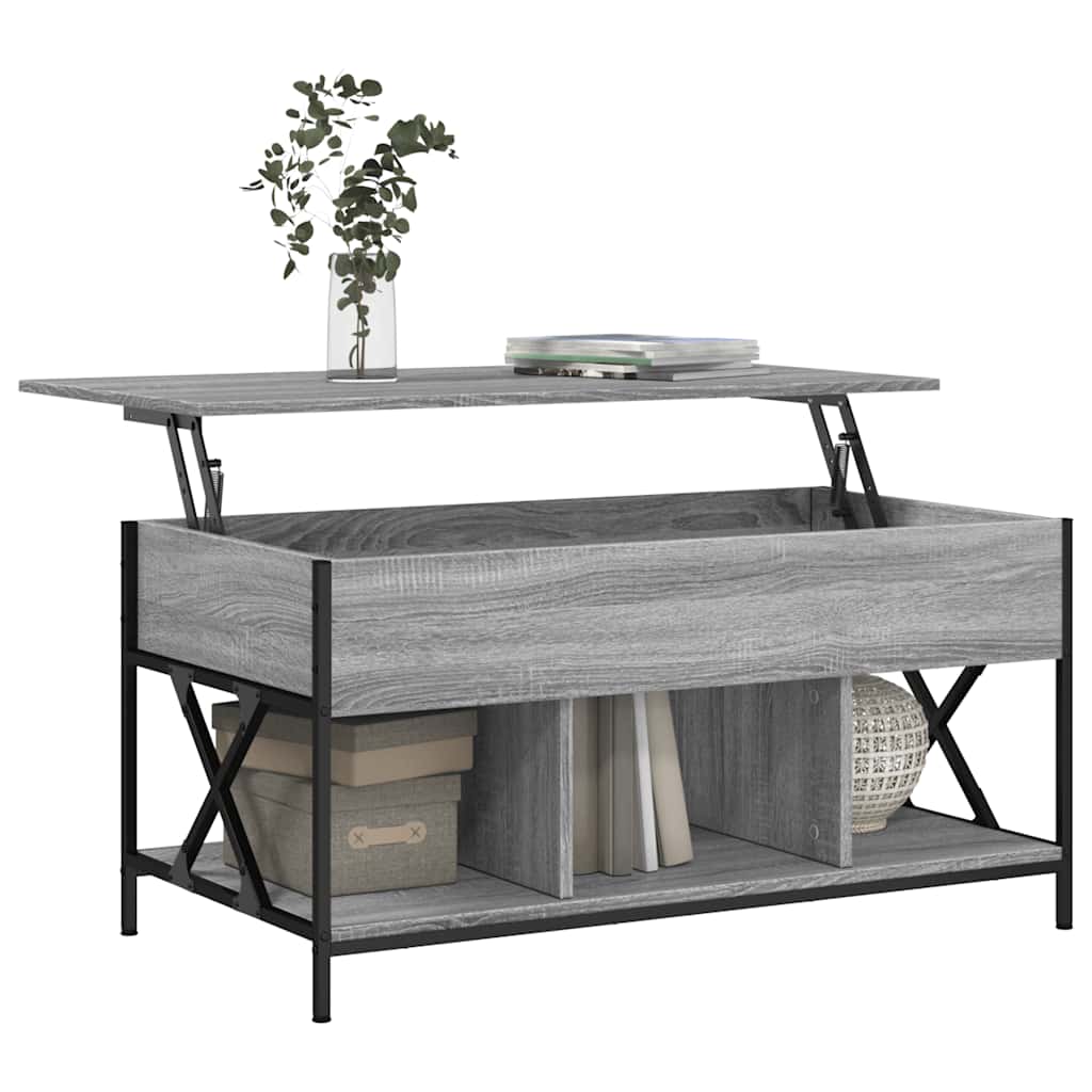 Salontafel 100x55x50 cm bewerkt hout en metaal grijs sonoma