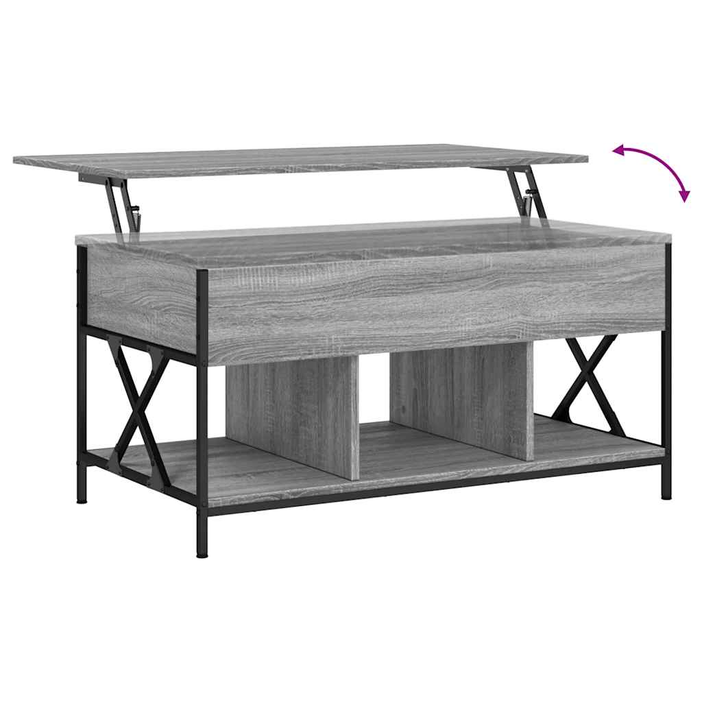 Salontafel 100x55x50 cm bewerkt hout en metaal grijs sonoma