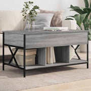 Salontafel 100x55x50 cm bewerkt hout metaal grijs sonoma