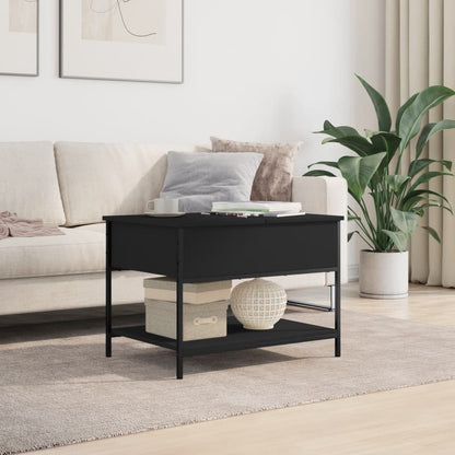 Salontafel 70X50X50 Cm Bewerkt Hout En Metaal Zwart