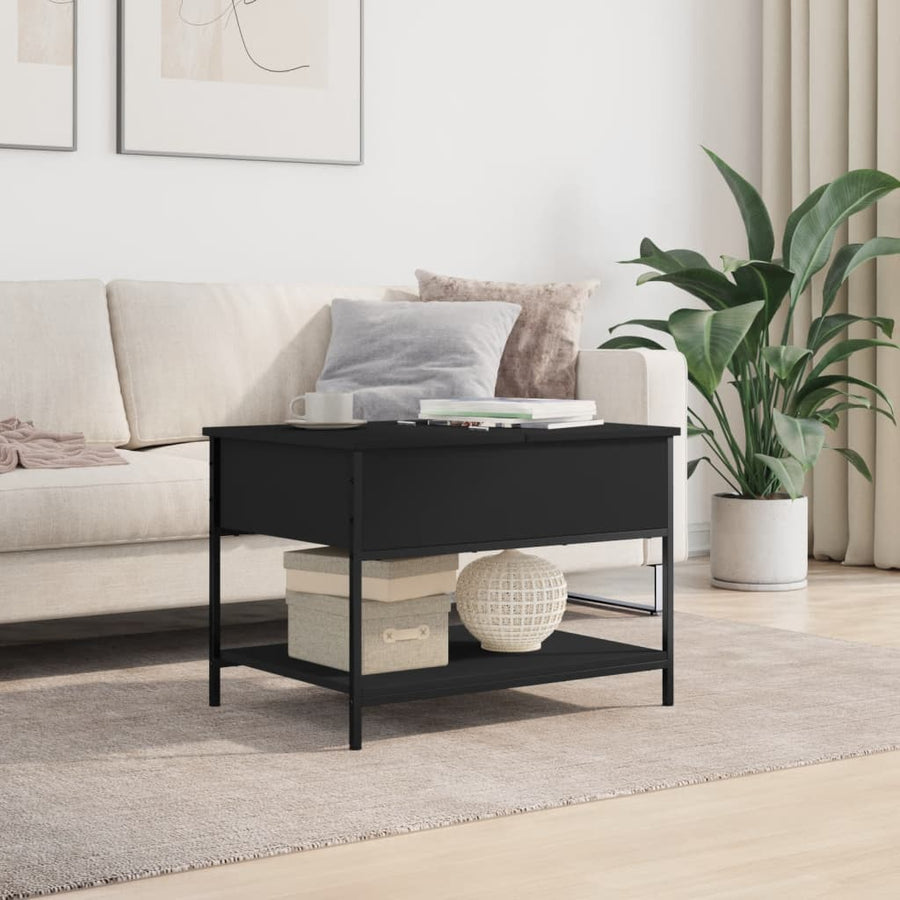 Salontafel 70X50X50 Cm Bewerkt Hout En Metaal Zwart