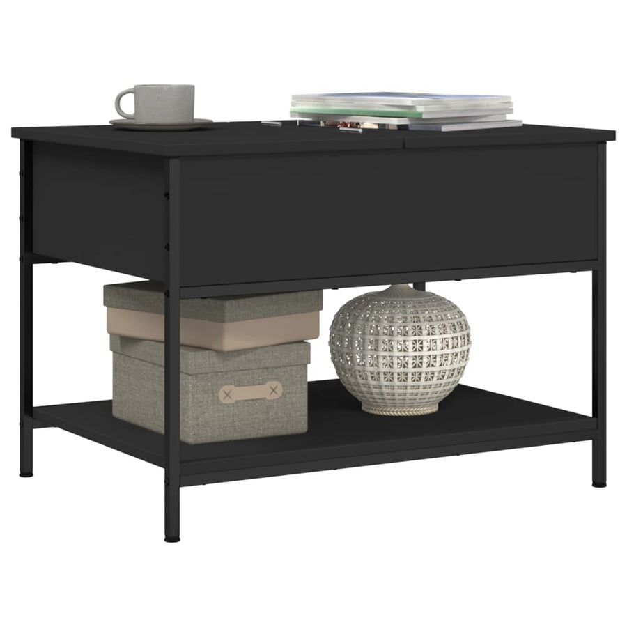Salontafel 70X50X50 Cm Bewerkt Hout En Metaal Zwart