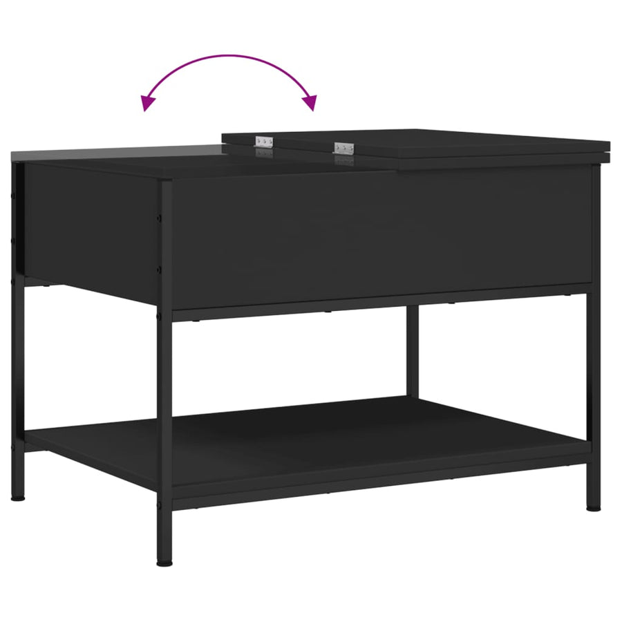 Salontafel 70X50X50 Cm Bewerkt Hout En Metaal Zwart