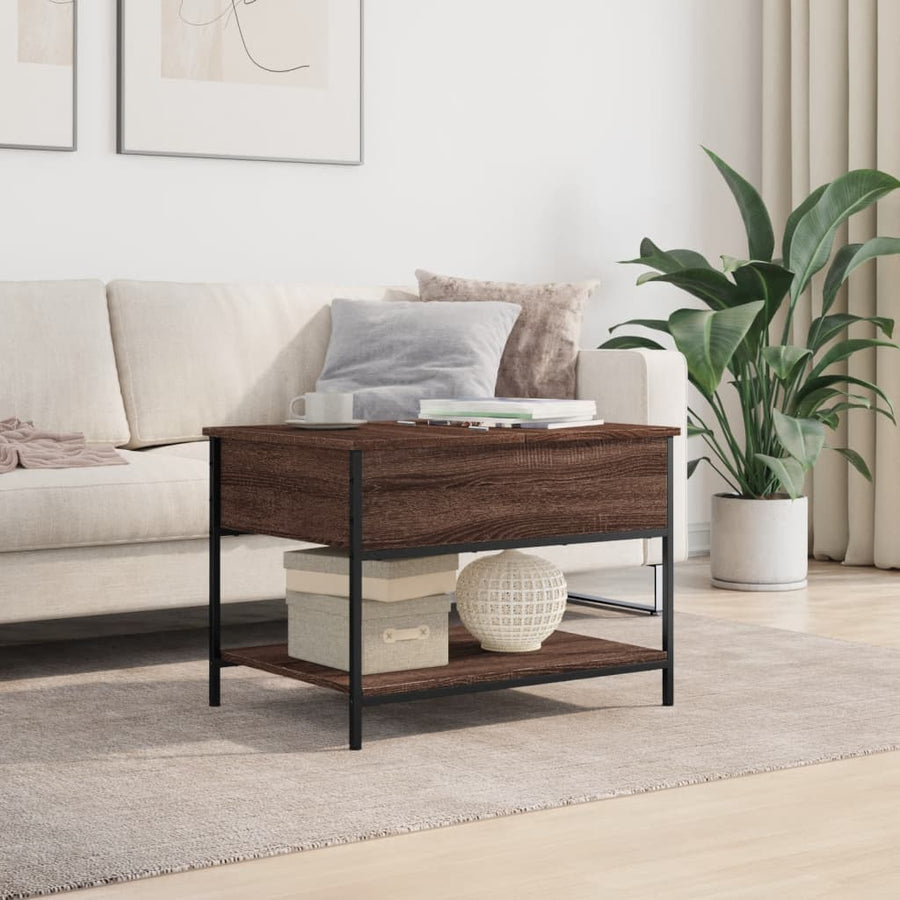 Salontafel 70X50X50 Cm Bewerkt Hout En Metaal Bruineikenkleur