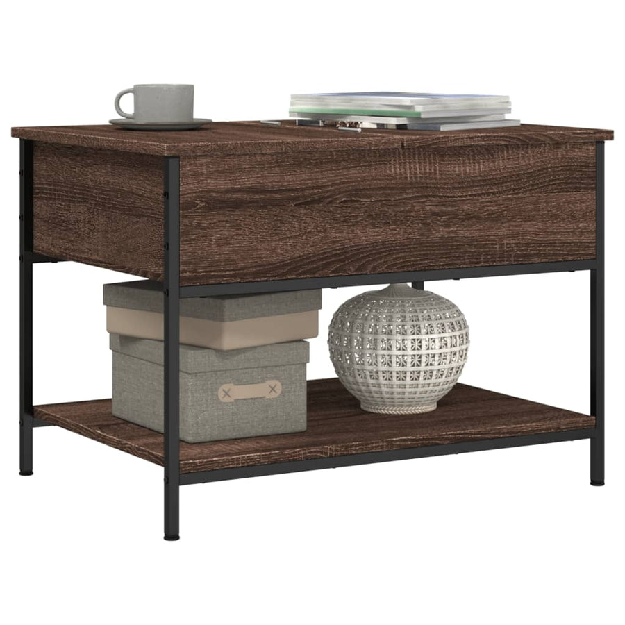 Salontafel 70X50X50 Cm Bewerkt Hout En Metaal Bruineikenkleur