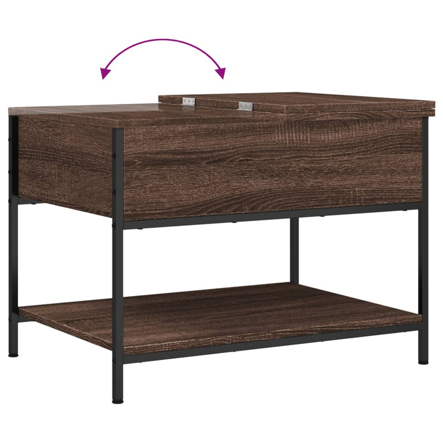 Salontafel 70X50X50 Cm Bewerkt Hout En Metaal Bruineikenkleur