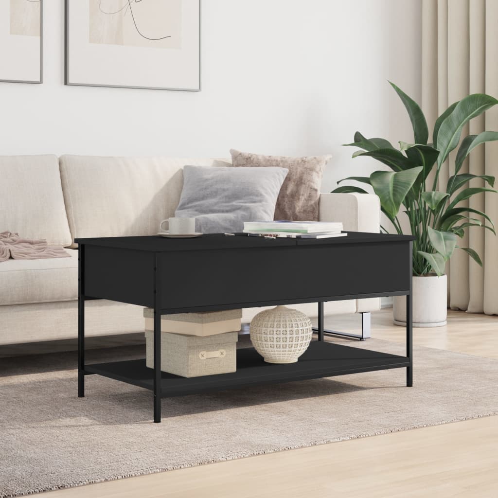 Salontafel 100X50X50 Cm Bewerkt Hout En Metaal Zwart