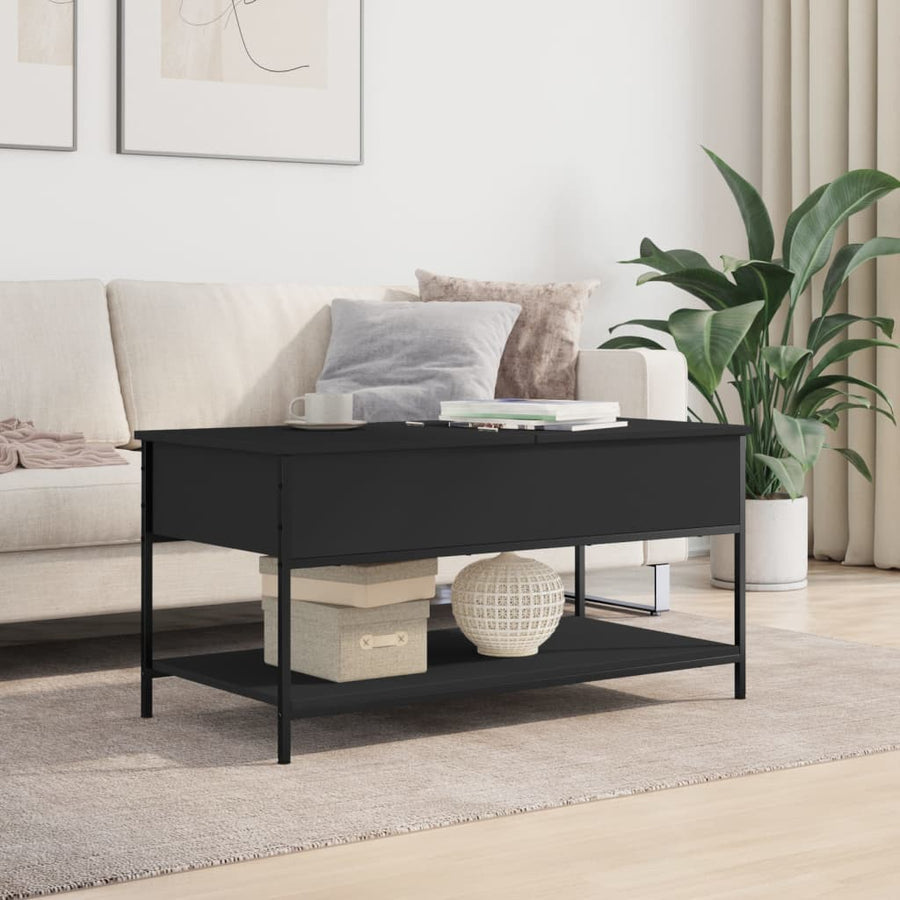 Salontafel 100X50X50 Cm Bewerkt Hout En Metaal Zwart