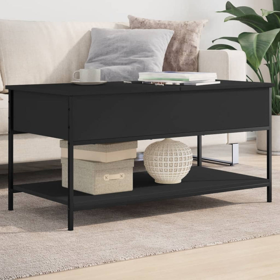 Salontafel 100X50X50 Cm Bewerkt Hout En Metaal Zwart
