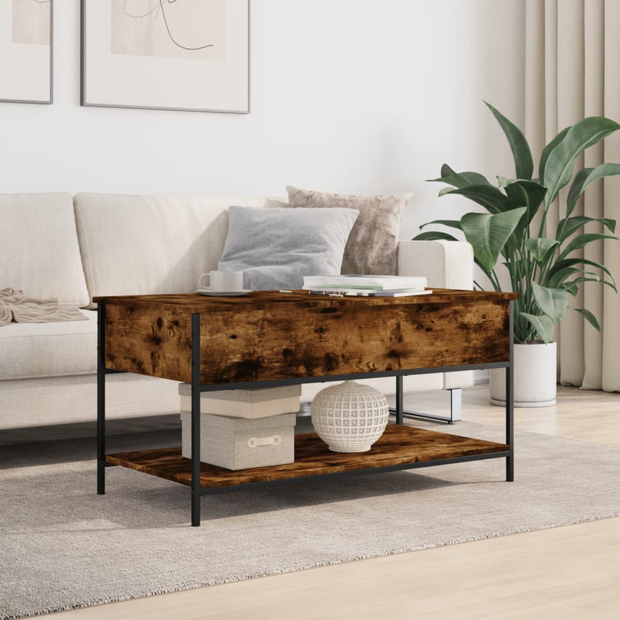 Salontafel 100X50X50 Cm Bewerkt Hout En Metaal Gerookt Eiken