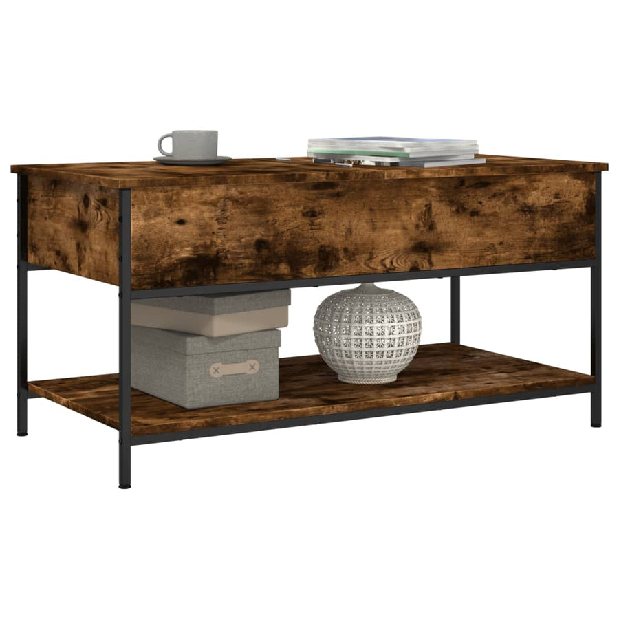 Salontafel 100X50X50 Cm Bewerkt Hout En Metaal Gerookt Eiken