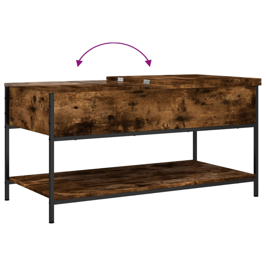 Salontafel 100X50X50 Cm Bewerkt Hout En Metaal Gerookt Eiken