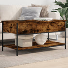 Coffee table 100x50x50 cm treated wood and metal smoked oak