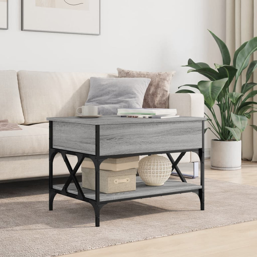 Salontafel 70X50X50 Cm Bewerkt Hout En Metaal Grijs Sonoma