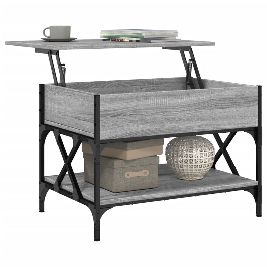Salontafel 70X50X50 Cm Bewerkt Hout En Metaal Grijs Sonoma