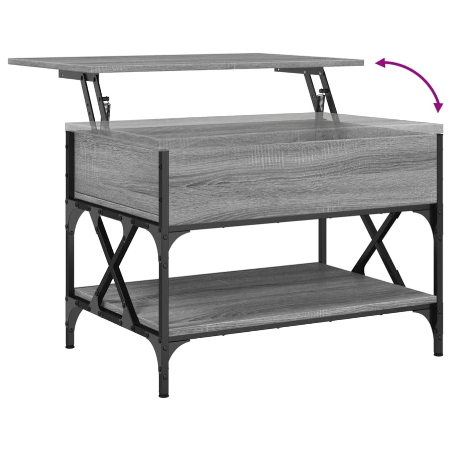 Salontafel 70X50X50 Cm Bewerkt Hout En Metaal Grijs Sonoma