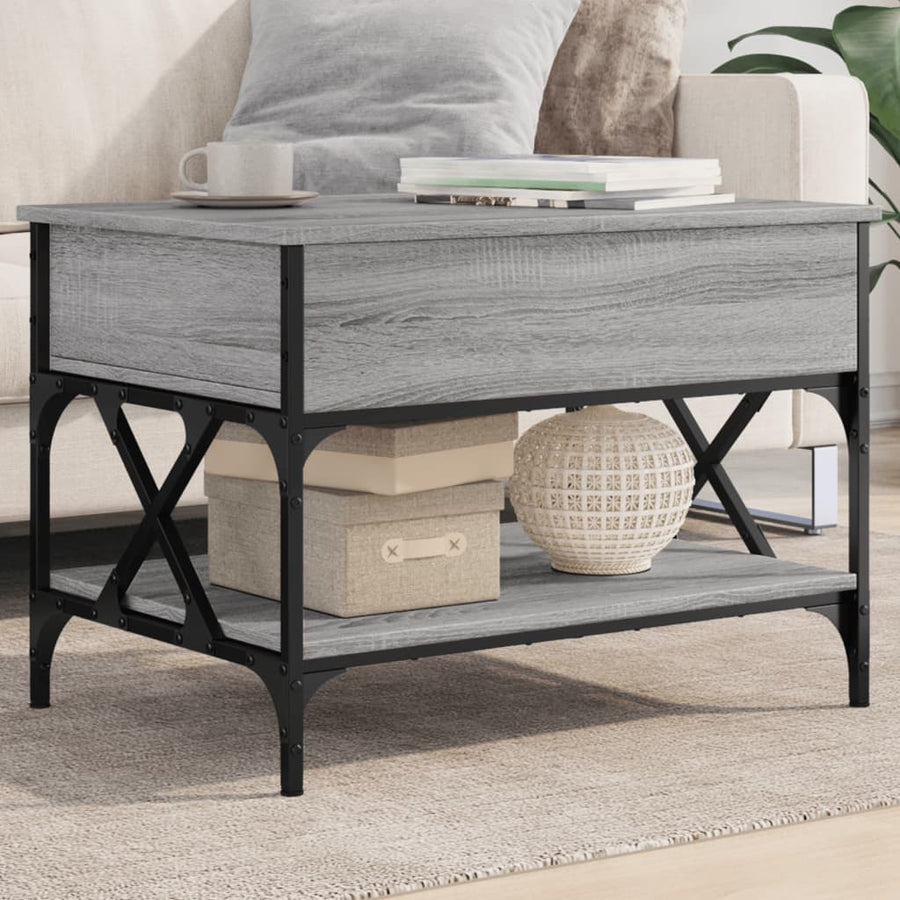 Salontafel 70X50X50 Cm Bewerkt Hout En Metaal Grijs Sonoma