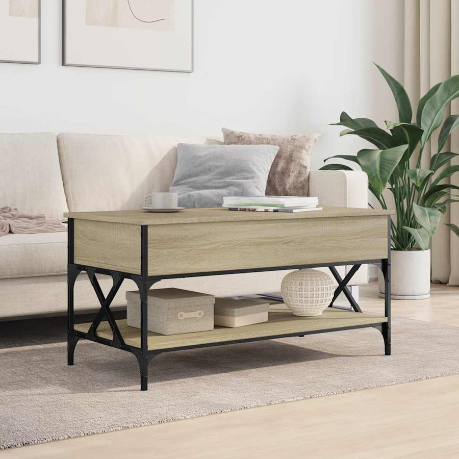 Salontafel 100X50X50 Cm Bewerkt Hout En Metaal Sonoma Eiken