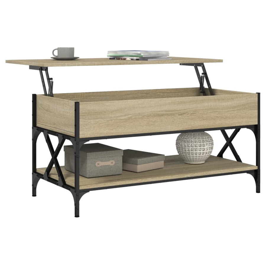 Salontafel 100X50X50 Cm Bewerkt Hout En Metaal Sonoma Eiken
